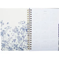 Academic Planners|Fringe 2024-2025 Chinoiserie 7.5" x 10.25" Academic Weekly & Monthly Planner, Paper Cover, White/Navy Blue (529301FSC)