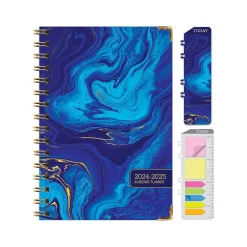 Academic Planners|Global Printed Products 2024-2025 Blue Marble 5.5" x 8" Academic Weekly & Monthly Planner, Paper Cover, Blue/Gold (AY24-07-S)