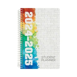 Academic Planners|Global Printed Products 2024-2025 White Brick 5.5" x 8.5" Weekly & Monthly Student Planner, Paper Cover (SC24-SM-5585-S)