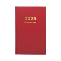 2025 Planners|Global Printed Products 2025 8" x 12.5" Daily Planner, Cardboard Cover, Red (SPLS-SDCY25-RD)