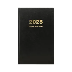 2025 Planners|Global Printed Products 2025 8" x 12.5" Daily Planner, Cardboard Cover, Black (SPLS-SDCY25-BK)