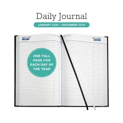 2025 Planners|Global Printed Products 2025 8" x 12.5" Daily Planner, Cardboard Cover, Black (SPLS-SDCY25-BK)