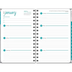 2025 Planners|Global Printed Products 2025 5.5" x 8" Weekly & Monthly Planner, Paperboard Cover, White/Gray (SPLS25-58-04)