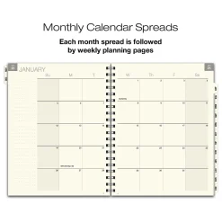 2025 Planners|Global Printed Products 2025 8.5" x 11" Weekly & Monthly Planner, Plastic Cover, Black/Gold (SPLS25-8511-F)