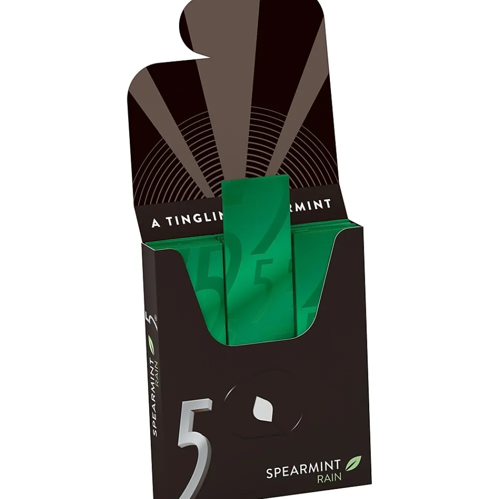 5 Gum Sugar Free Gum, Spearmint Rain, 10/Box (WMW51404)