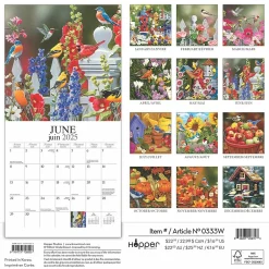 2025 Calendars|Hopper Studios 2025 Feathered Friends Amis a Plumes 12" x 12" Monthly Wall Calendar (9781773728223)
