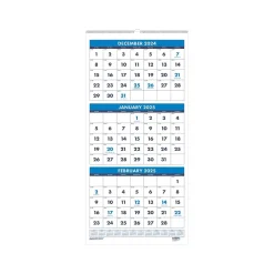 2025 Calendars|House of Doolittle 2025 8" x 17" Three-Month Wall Calendar, White/Blue (3646-25)