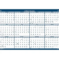 2025 Calendars|House of Doolittle 2025 37" x 24" Yearly Wet-Erase Wall Calendar, Reversible, White/Blue (396-25)