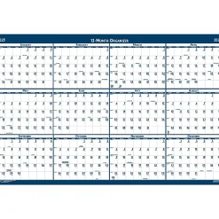 2025 Calendars|House of Doolittle 2025 66" x 33" Yearly Wet-Erase Wall Calendar, Reversible, White/Blue (3962-25)