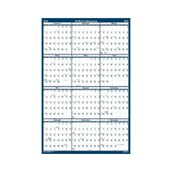 2025 Calendars|House of Doolittle 2025 48" x 32" Yearly Wet-Erase Wall Calendar, Reversible, White/Blue (3961-25)