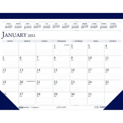 2025 Calendars|House of Doolittle 2025 Classic 18.5" x 13" Monthly Desk Pad Calendar, White/Blue (1506-25)