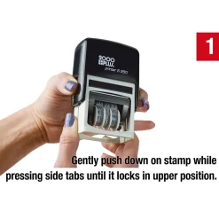 Stamps & Stamp Pads|2000 Plus 4-in-1 Date Stamp, Blue and Red Ink (011098)