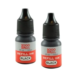 Stamps & Stamp Pads|2000 Plus Ink Refill for Pre-Inked Stamps, Black Ink, 2/Pack (090689)