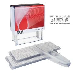 Stamps & Stamp Pads|2000 Plus Printer 30 Pre-Inked Stamp Set, Letters/Numbers, Black Ink (031557)