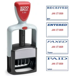 Stamps & Stamp Pads|2000 Plus S 360 Dater, RECEIVED, PAID, ENTERED, FAXED, Blue and Red Inks (032519)