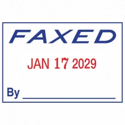 Stamps & Stamp Pads|2000 Plus Self-Inking Dater and Message Stamp, FAXED, Blue and Red Inks (011032)