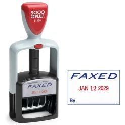 Stamps & Stamp Pads|2000 Plus Self-Inking Dater and Message Stamp, FAXED, Blue and Red Inks (011032)