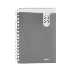 Academic Planners|Poppin 2023-2024 6" x 8.5" Academic Weekly & Monthly Planner, Dark Gray (109414)