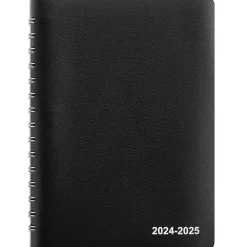 Academic Planners|Staples 2024-2025 5" x 8" Academic Daily Appointment Book, Faux Leather Cover, Black (ST60364-23)