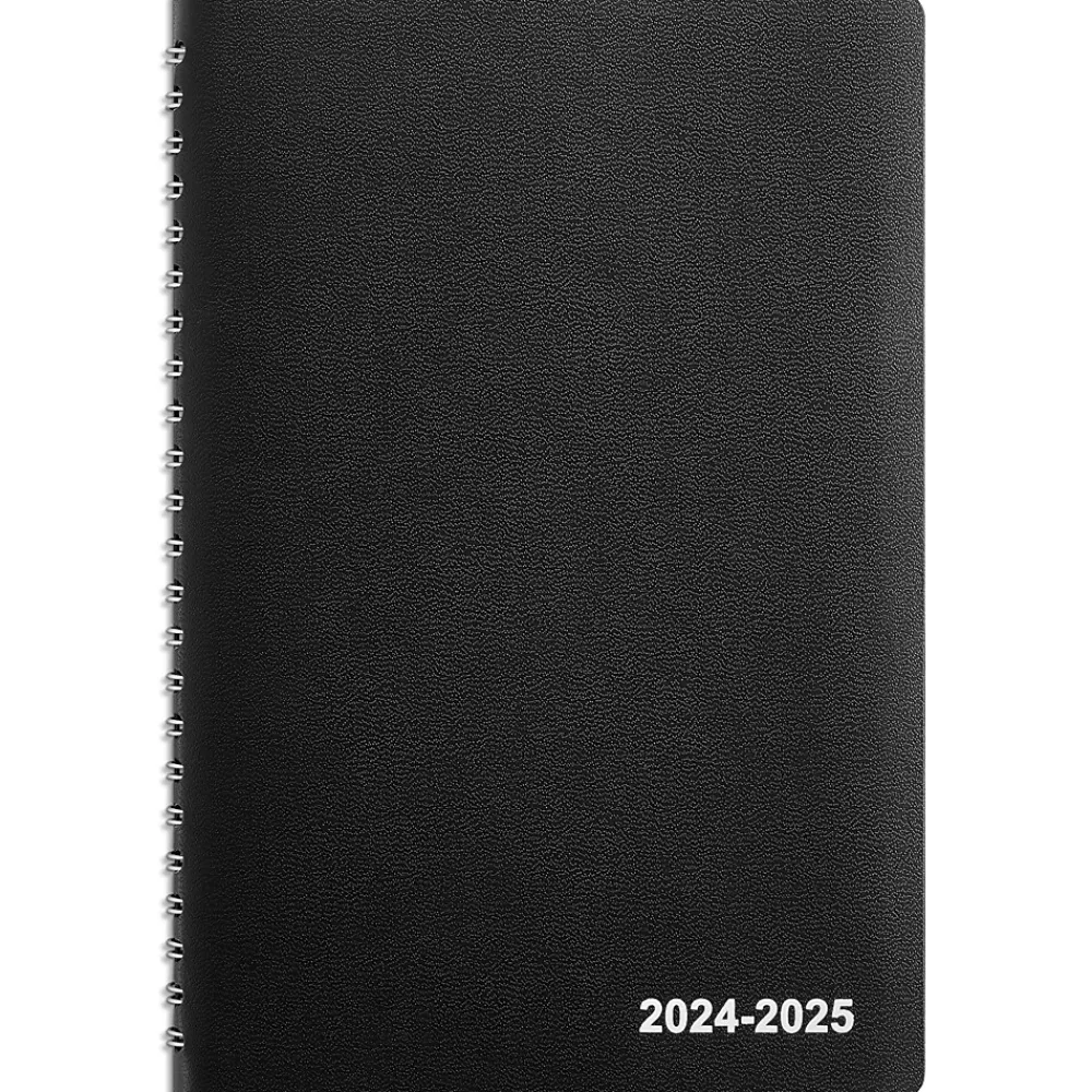 Academic Planners|Staples 2024-2025 5" x 8" Academic Weekly & Monthly Planner, Faux Leather Cover, Black (ST23570-23)
