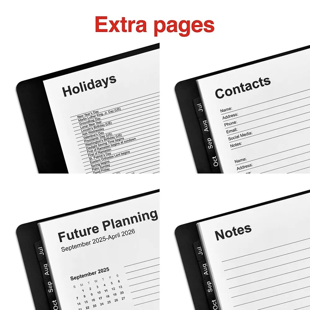 Academic Planners|Staples 2024-2025 5" x 8" Academic Weekly & Monthly Planner, Faux Leather Cover, Black (ST23570-23)