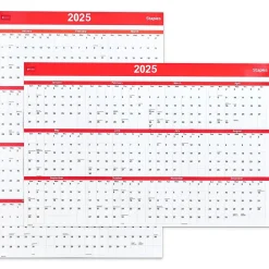 2025 Calendars|Staples 2025 48" x 32" Dry Erase Wall Calendar, Red/White (ST53911-25)