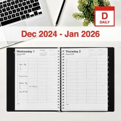 2025 Planners|Staples 2025 8" x 11" Four-Person Daily Appointment Book, Black (ST58479-25)