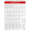 2025 Calendars|Staples 2025 12" x 17" Wall Calendar, White/Red (ST53913-25)