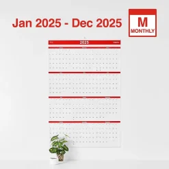 2025 Calendars|Staples 2025 24" x 36" Wall Calendar, Red/Black/White (ST53999-25)