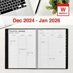 2025 Planners|Staples 2025 8" x 11" Weekly & Monthly Appointment Book, Faux Leather Cover, (TR21494-25) Black