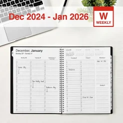 2025 Planners|Staples 2025 8" x 11" Weekly & Monthly Appointment Book, Plastic Cover, Black (ST21488-25)