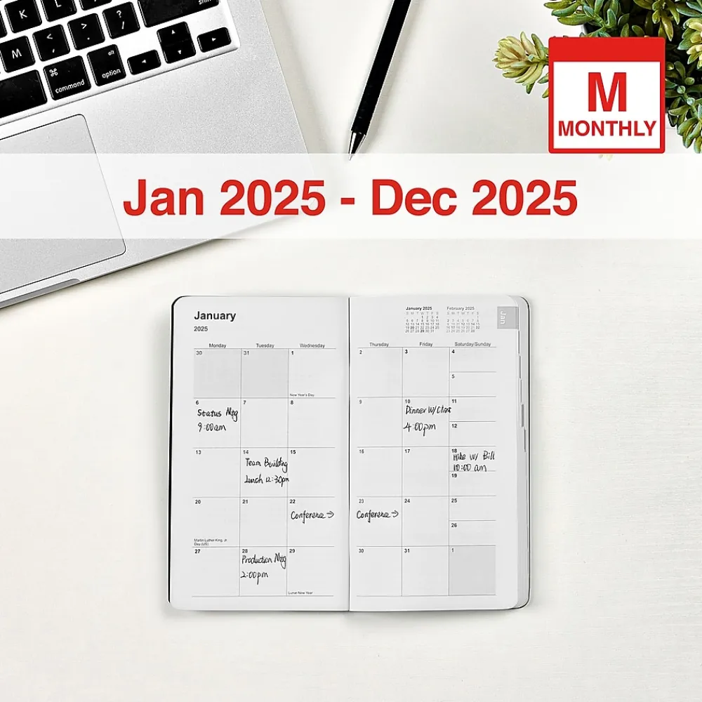 2025 Planners|Staples 2025 3" x 6" Weekly & Monthly Planner, Black (ST12937-25)
