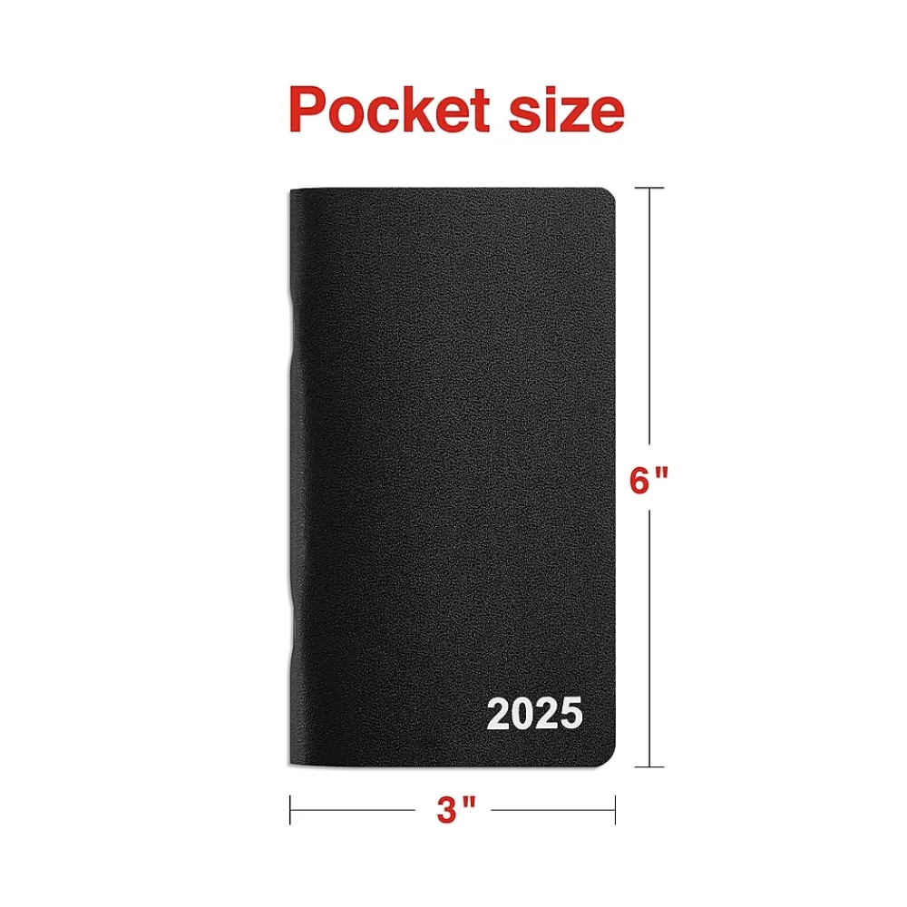2025 Planners|Staples 2025 3" x 6" Weekly & Monthly Planner, Black (ST12937-25)