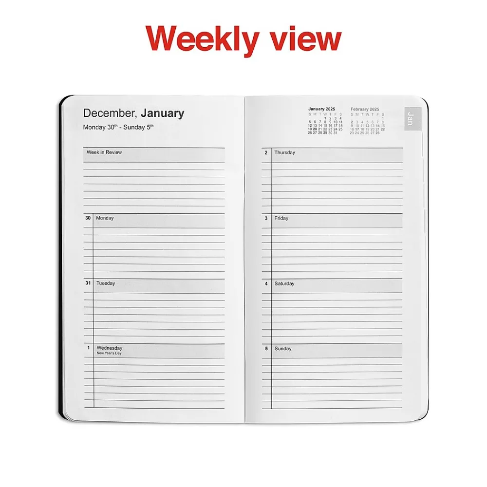 2025 Planners|Staples 2025 3" x 6" Weekly & Monthly Planner, Black (ST12937-25)