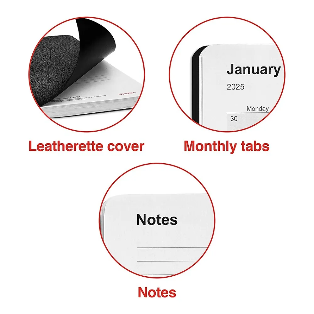 2025 Planners|Staples 2025 3" x 6" Weekly & Monthly Planner, Black (ST12937-25)
