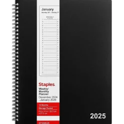 2025 Planners|Staples 2025 8" x 11" Weekly & Monthly Appointment Book, Assorted Colors (ST12940-25)