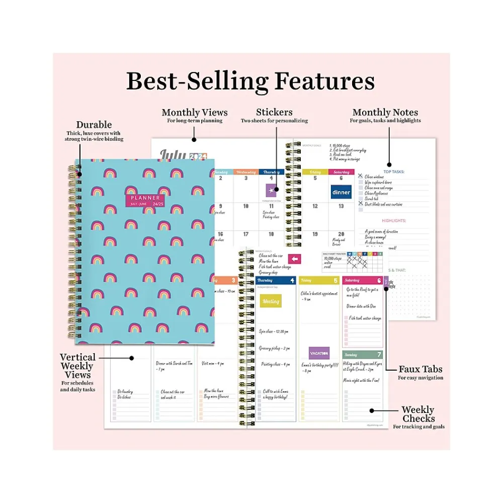 Academic Planners|TF Publishing 2024-2025 Cali Girl Collection Blue Sky Rainbows 6" x 8" Academic Weekly & Monthly Planner, Paperboard Cover