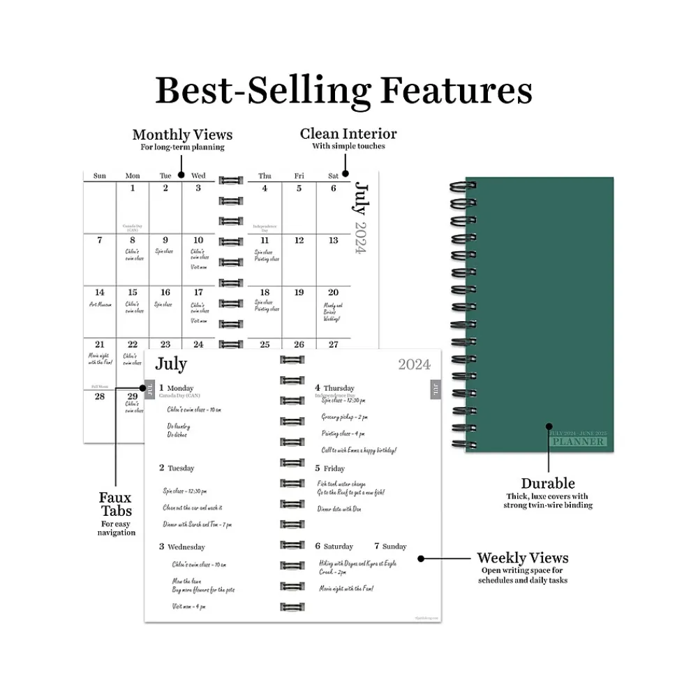 Academic Planners|TF Publishing 2024-2025 Sea Green 3.5" x 6.5" Academic Weekly & Monthly Planner, Paperboard Cover, Green (AY25-7504)
