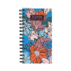 Academic Planners|TF Publishing 2024-2025 True Blue Flowers 3.5" x 6.5" Academic Weekly & Monthly Planner, Paperboard Cover, Multicolor