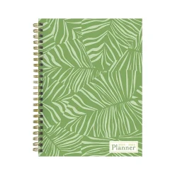 Academic Planners|TF Publishing 2024-2025 White Lotus Verde Fronds 6" x 8" Academic Weekly & Monthly Planner, Paperboard Cover, Green/White