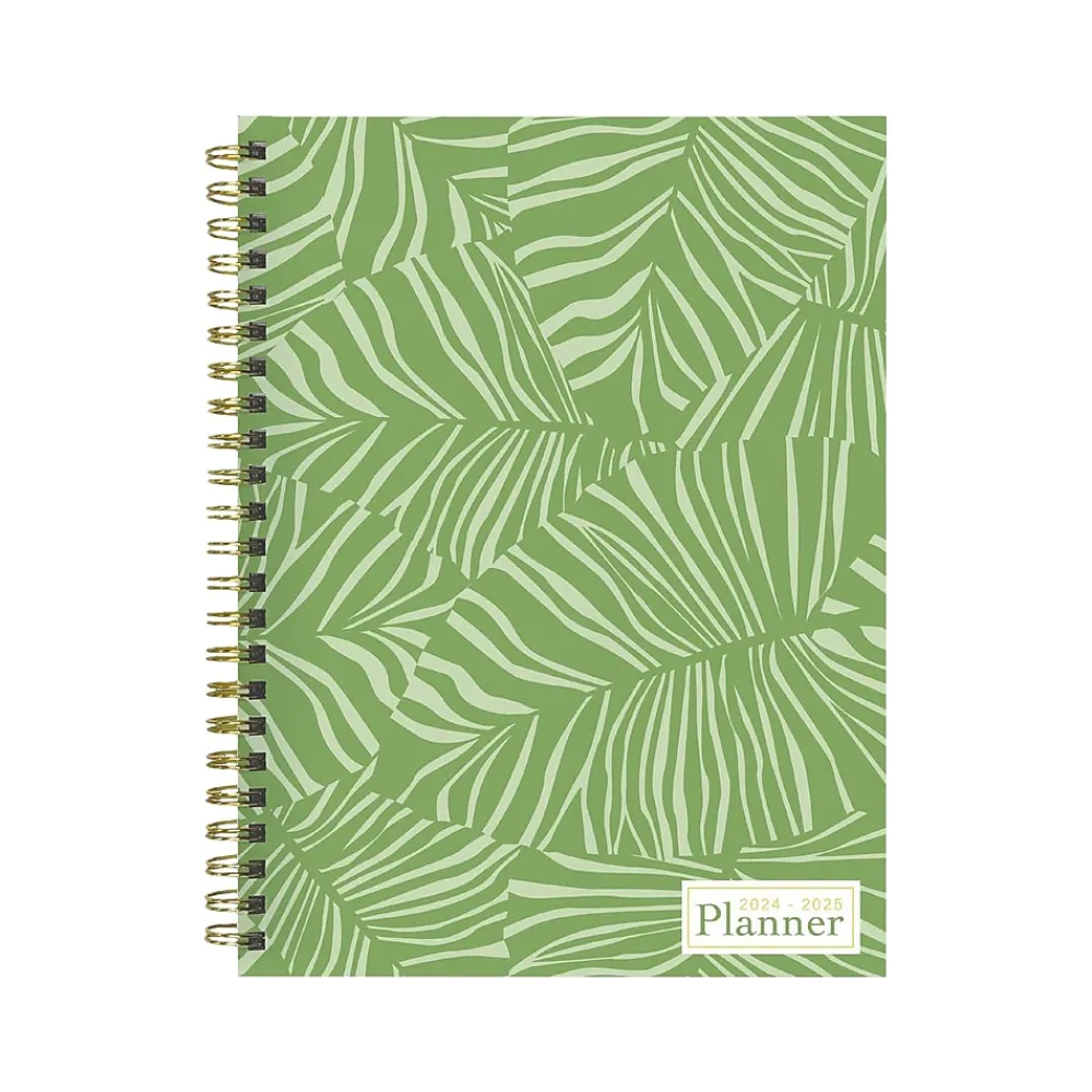 Academic Planners|TF Publishing 2024-2025 White Lotus Verde Fronds 6" x 8" Academic Weekly & Monthly Planner, Paperboard Cover (AY25-9210)