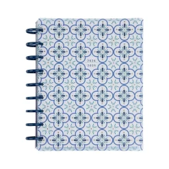 Academic Planners|The Happy Planner 2024-2025 Exotic Borders 7" x 9.25" Academic Weekly & Monthly Planner, Plastic Cover, White/Blue