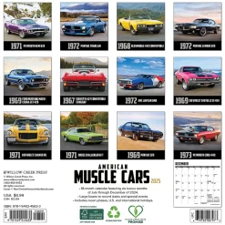 2025 Calendars|Willow Creek 2025 American Muscle Cars 7" x 7" Monthly Wall Calendar (45633)