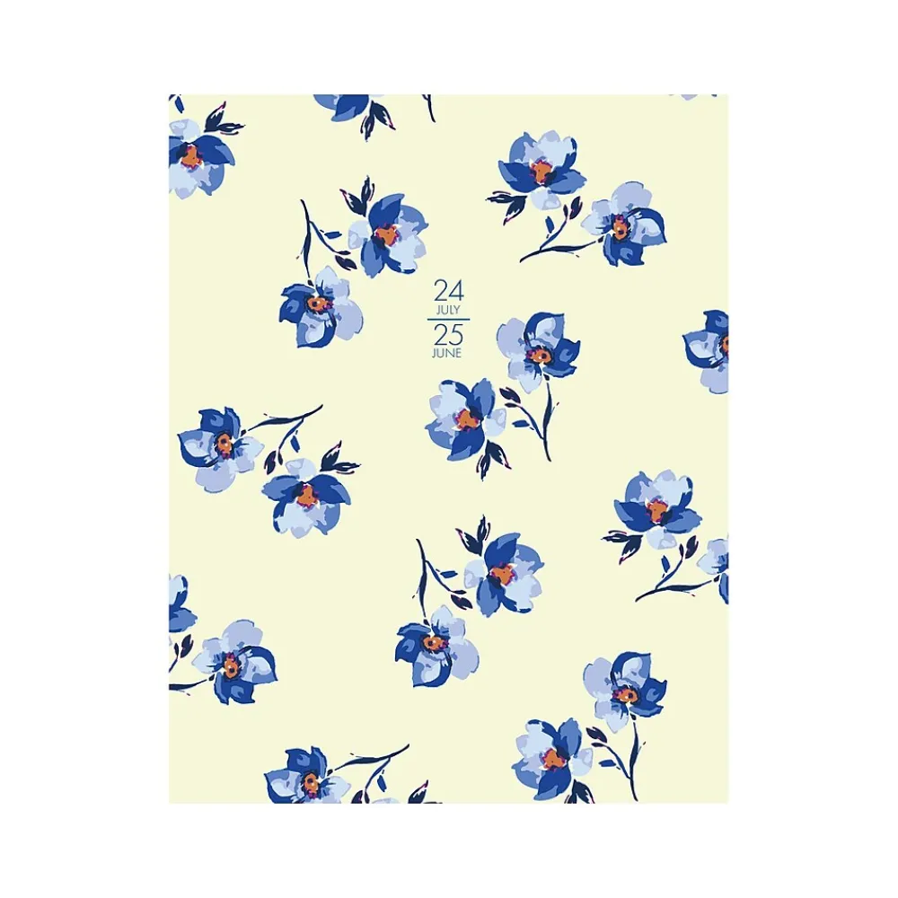 Academic Planners|Willow Creek 2024-2025 Blue Bell Floral 7.5" x 9.5" Academic Monthly Planner, Paper Cover, Yellow/Blue (47620)