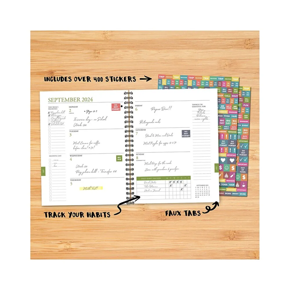 Academic Planners|Willow Creek 2024-2025 Celestial Magic 8.5" x 11" Academic Weekly & Monthly Planner, Paper Cover, Black/Gold (48139)