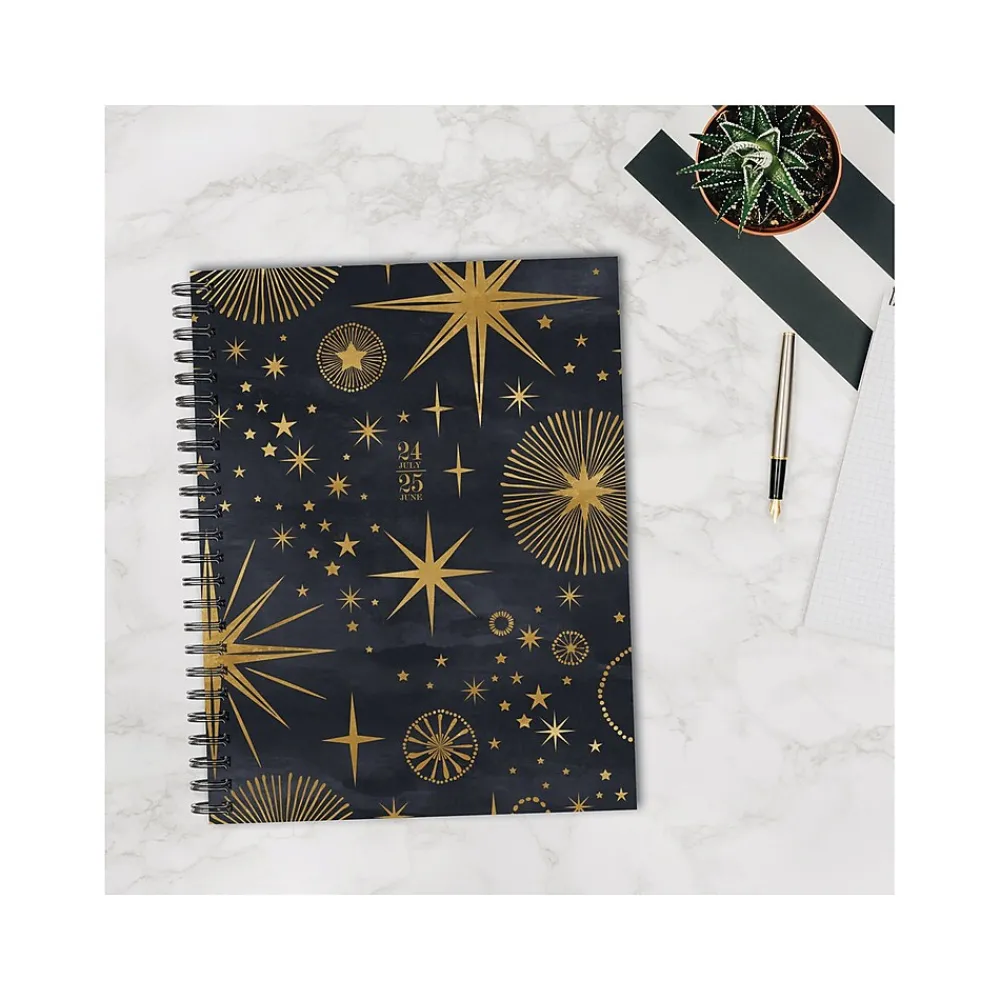 Academic Planners|Willow Creek 2024-2025 Celestial Magic 8.5" x 11" Academic Weekly & Monthly Planner, Paper Cover, Black/Gold (48139)