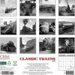 2025 Calendars|Willow Creek 2025 Classic Trains 12" x 12" Monthly Wall Calendar (42465)