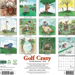 2025 Calendars|Willow Creek 2025 Golf Crazy Cartoon 12" x 12" Monthly Wall Calendar (43141)