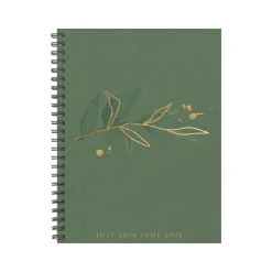 Academic Planners|Willow Creek 2024-2025 Ivy Green 6.5" x 8.5" Academic Weekly & Monthly Planner, Paper Cover, Green/Gold (47743)