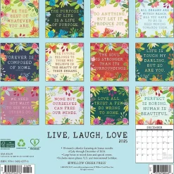 2025 Calendars|Willow Creek 2025 Live, Laugh, Love Art 12" x 12" Monthly Wall Calendar (43776)
